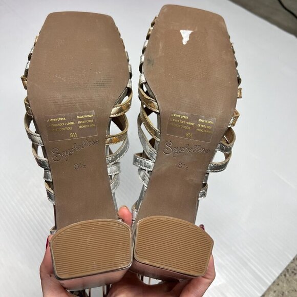 Seychelles Charter Heels Strappy Sandals Size 8.5 Leather Silver - Picture 12 of 16